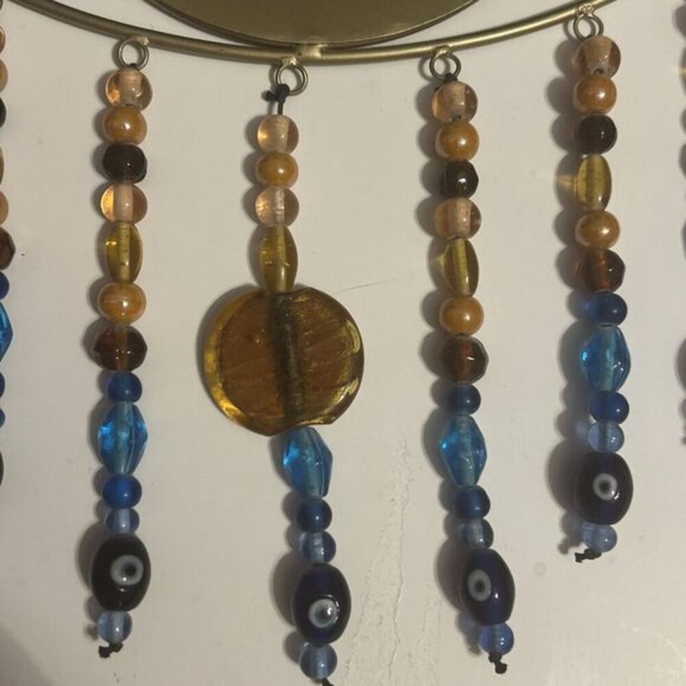 Earthbound Metal Eye Wall Hanger W Evil Eye Beads‎ And Crystal Quartz